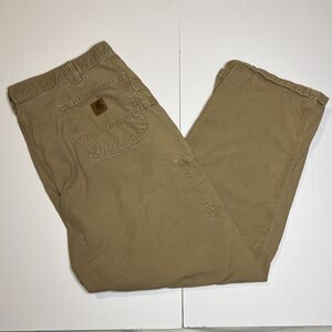 Carhartt Brown Canvas Original Dungaree Fit Carpenter Work Pants  Size 42x32